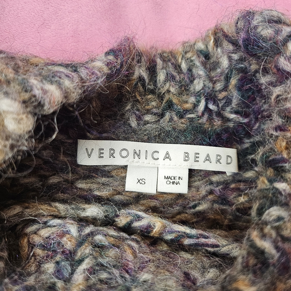 VERONICA BEARD Chaya Space Dye Puff Shoulder Crewneck Cropped Sweater in Multi - Picture 9 of 13